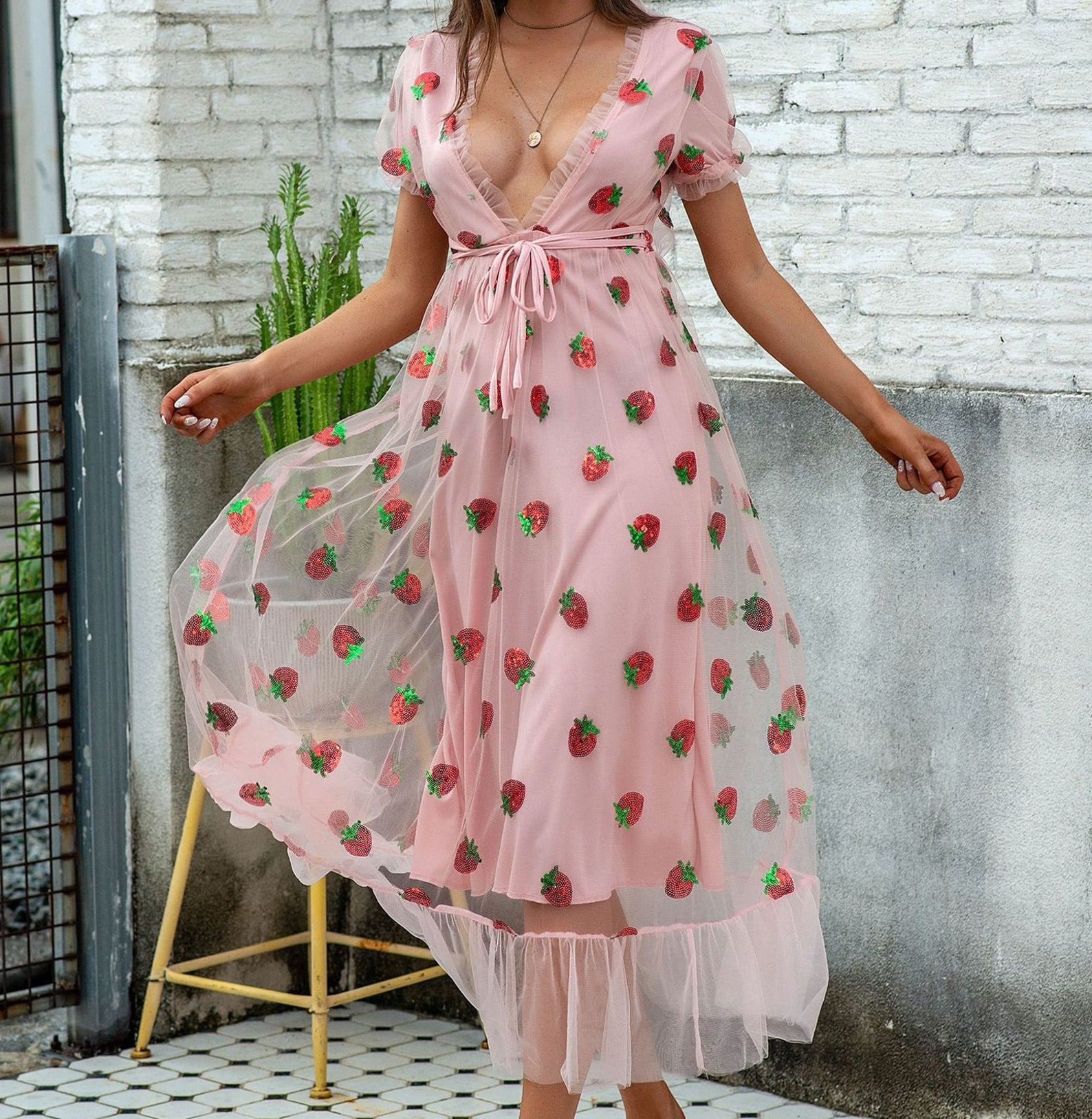 Strawberry Sequin Dress / Strawberry Sequin Dress Maxi Elegant Etsy