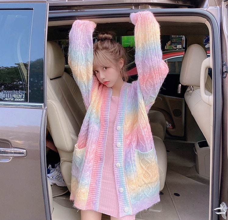 rainbow cardigan ladies