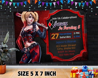 Harley Quinn Invitations Etsy