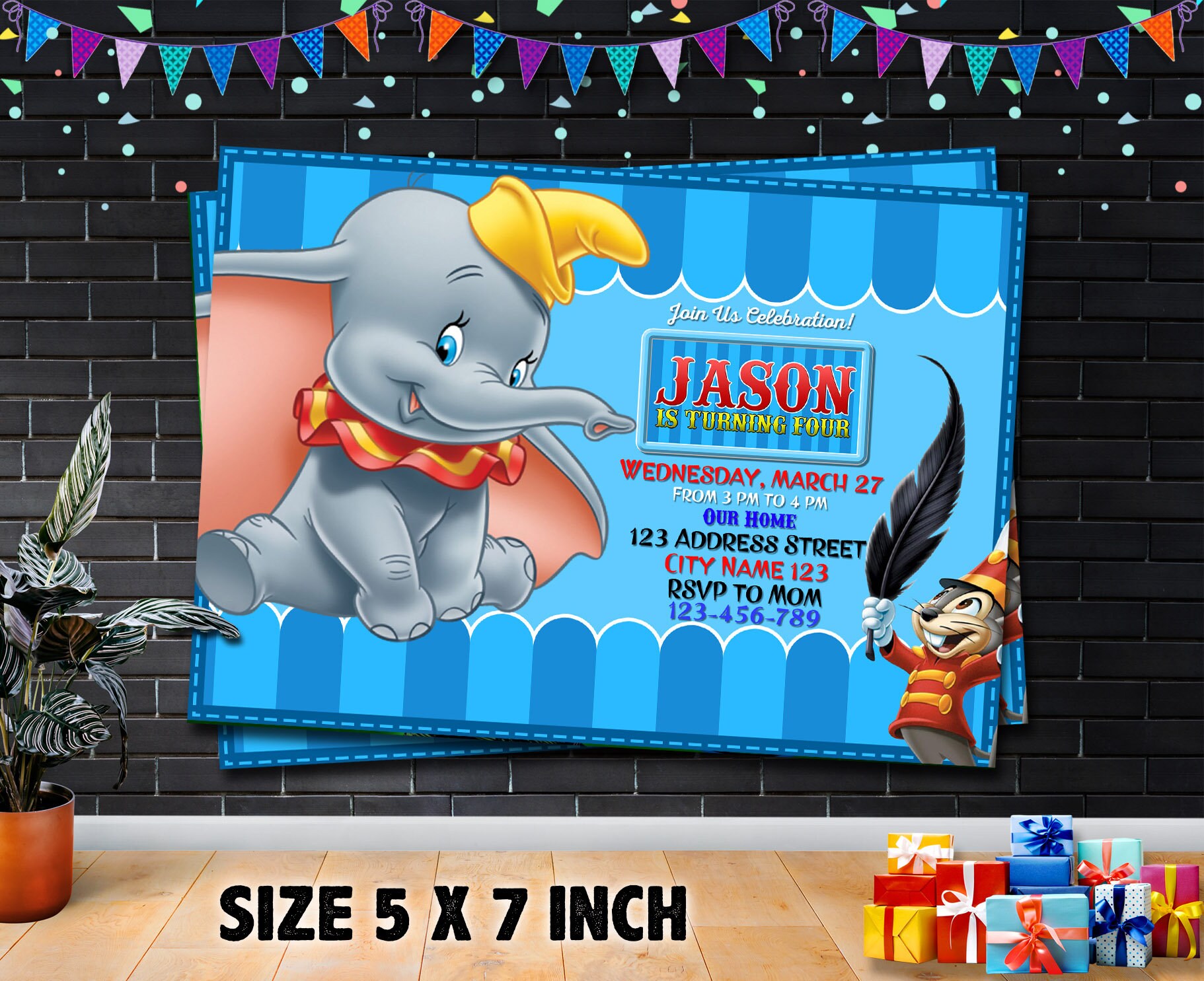 Dumbo Dumbo Invitation Dumbo Birthday Invitation Dumbo | Etsy