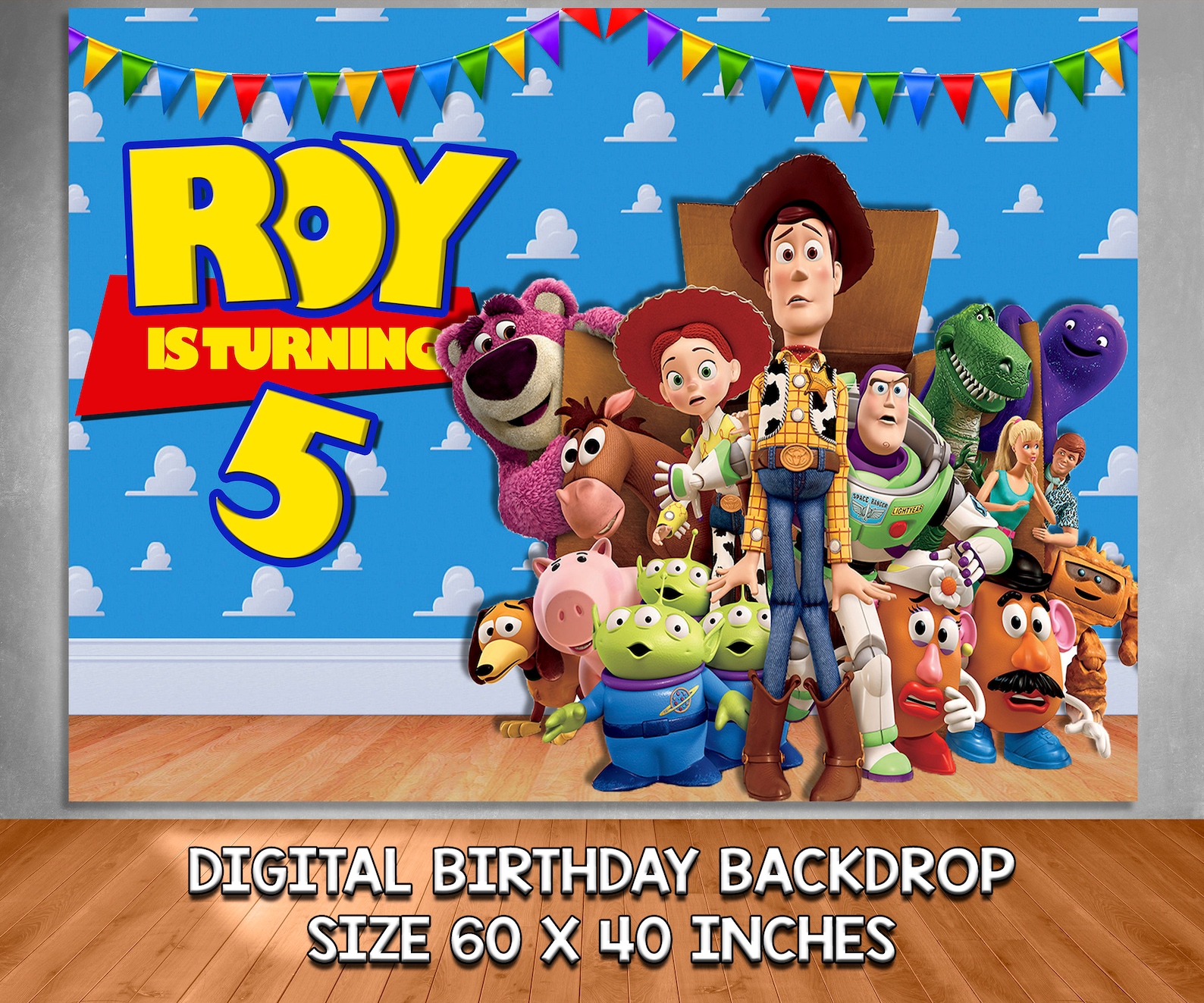 Toy Story Birthday Backdrop Toy Story Birthday Banner Toy Etsy