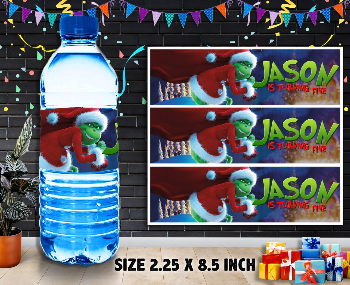 The Grinch Bottle Labels The Grinch Digital Bottle Labels | Etsy