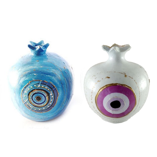 Ceramic Evil Eye Pomegranate, Greek Amulet Table Ornament