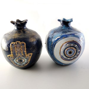 Adorno de mesa con mal de ojo Granada con mal de ojo Amuleto griego de mal de ojo para decoración navideña del hogar Arte cerámico Talismán de mal de ojo