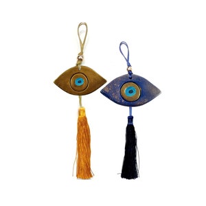 Evil eye wall hanging Eye ceramic shape wall decor Unique evil eye ornament Greek evil eye home amulet Handpainted evil eye Good luck gift