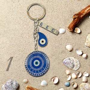 Greek evil eye Purse bag charm Protection keyring Good luck amulet Mother&#39;s day symbolic gift  New home gift Car keychain Keepsake