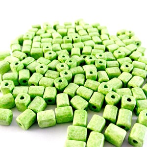 75 pcs Greek ceramic square slider tube 6x6x8mm Handmade ceramic square spacer bead Matte finish ceramic tube Diy jewelry supply