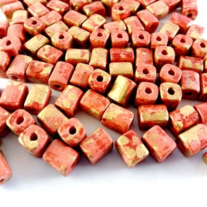 75 pcs Greek ceramic square slider tube 6x6x8mm Handmade ceramic square spacer bead Matte finish ceramic tube Diy jewelry supply
