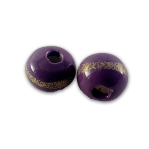 6 pcs Greek enamelled round bead with gold border 20x15mm handmade glazed ceramic round bead Ceramic enamel round bead Diy jewelry supply
