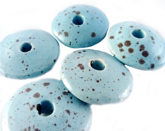 6 arandelas de esmalte griego mate de 28 x 9 mm, disco de cerámica esmaltada mate hecho a mano, colgante de esmalte cerámico, rondelle de donut cerámico, suministro de joyería Diy
