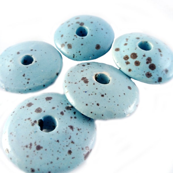 6pcs Greek matte enamelled washer 28x9mm handmade matte glazed ceramic disc Ceramic enamel pendant Ceramic donut rondelle Diy jewelry supply
