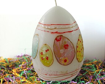 Easter egg decorative candle Handmade candle Greek Orthodox Easter home decor Farmhouse tiered tray Easter bunny candle Easter chicks decor