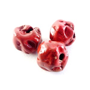 3 pcs Greek enamelled round bead like a rock 29x20mm handmade glazed ceramic round bead Large ceramic enamel irregular round bead Diy supply