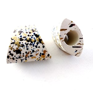 Greek ceramic trapezoid bead 38x40mm Handmade ceramic slider tube 1 piece package huge spacer bead Ceramic big hole bead Diy jewelry supply