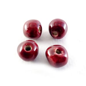 12 pcs Greek enamelled round bead 10x9mm handmade glazed ceramic round bead Ceramic enamel round bead Small round bead Diy jewelry supply