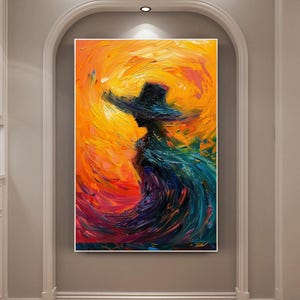 Dipinto a olio astratto raffigurante una ragazza magica, dipinto su tela originale e personalizzato, decorazione murale testurizzata, decorazione unica per la camera da letto, regalo per lei.