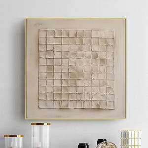 Original Beige 3D Textured Wall Art, Abstract Minimalist Oil Painting, Neutral Plaster Painting, Wabi Sabi Wall Art, Modern Bedroom Decor