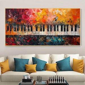 Original Piano Oil Painting, Abstract Musical Notes Canvas Art, Textured Wall Art, Original Music Wall Decor, Piano Art, Music Lovers Gifts