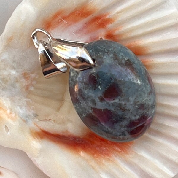 32023 Natural Rare Ruby Kyanite Gemstone Pendant with stainless steel necklace, gift for her
