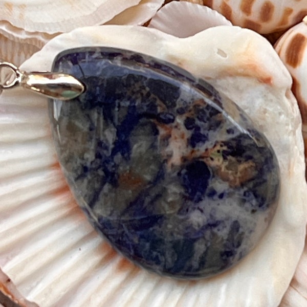 SALE NEW Sunset Sodalite Gemstone Pendant with stainless steel necklace, Sunset Sodalite Gemstone Necklace, Gemstone Necklace