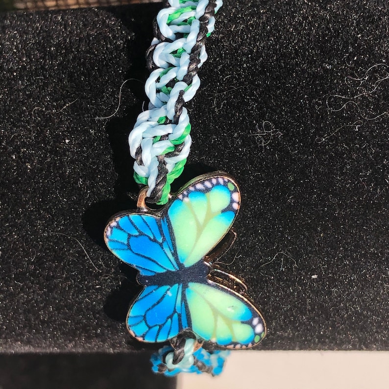 Butterfly macrame charm bracelet