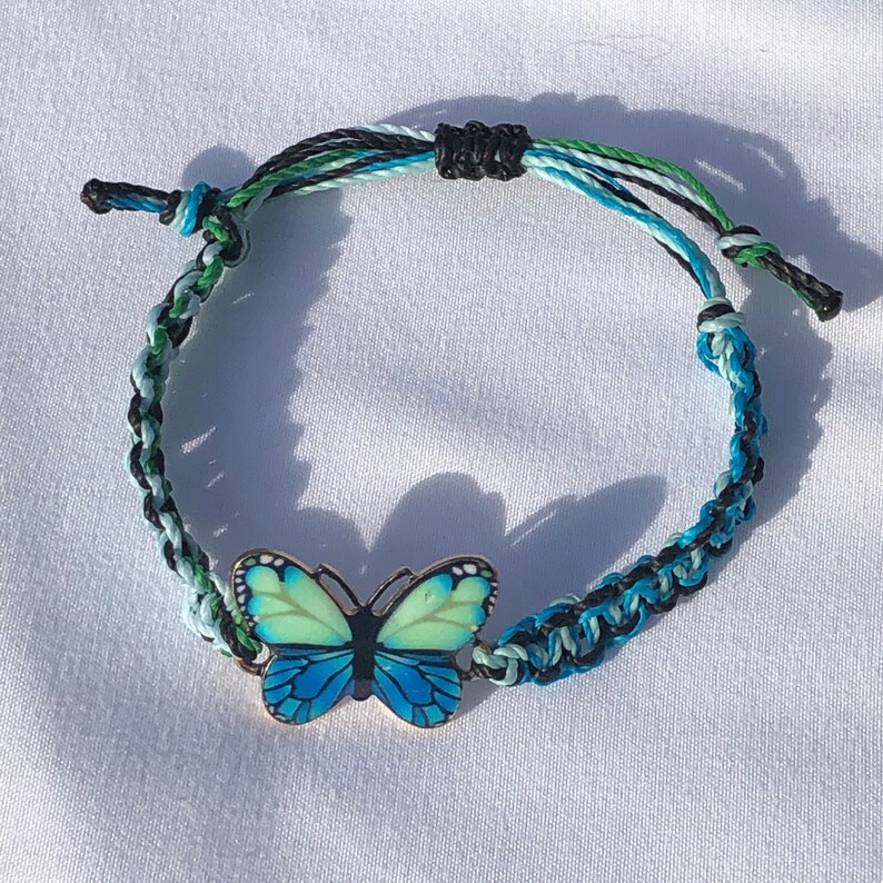 Butterfly macrame charm bracelet