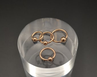 Stainless steel ball closure rings with rose gold plate for 1.6mm/14g piercings