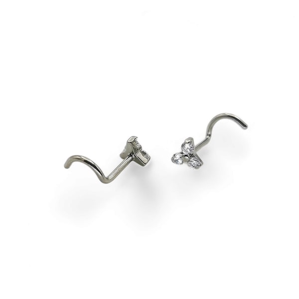 Titanium jewelled trinity nostril stud for 1mm/18g piercings. Sold singly.