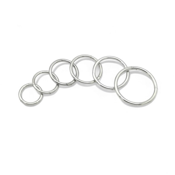 Surgical steel 1mm/18g clicker ring, available in 6mm to 12mm internal diameter. Sold singly, not as a pair.