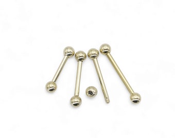 Titanium barbell 1.6mm/14g, 12mm-16mm externally threaded, PVD gold finish with 4mm balls. Sold singly, not as a pair.