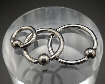 Titanium BCR's, 2.5mm/10g, zilveren afwerking, afzonderlijk verkocht, diameters 10mm tot 22mm