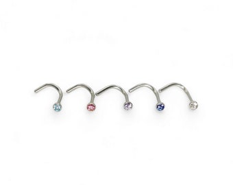 Titanium jewelled nose stud for 1mm/18g piercings with 2.35mm jewel. Sold singly.