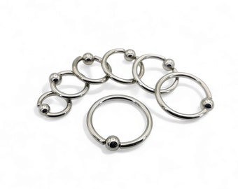 Titanium BCRs for 2.5mm/10g piercings with a highly polished finish available in 10mm-22mm diameter