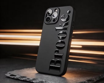 Coque de portable personnalisée | Nom brillant en relief, TPU protecteur personnalisé