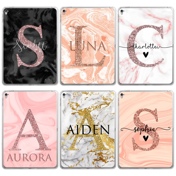 Personalised Marble Gel Silicon Clear iPad Case Cover for Apple iPad 9.7" iPad Air 3 iPad 10.2" Personalized Custom Back iPad Cover 7th Gen