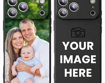 Personalised Black Matte Phone Case, Custom Photo Print, Gift for Her Him, Soft Silicone Cover, Birthday Gift, iPhone Samsung Case