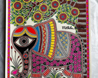 Madhubani Elephant - Original Painting