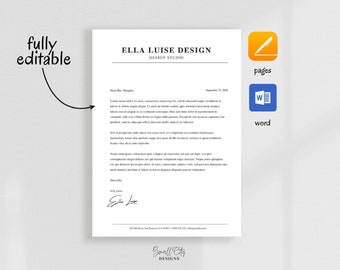 Letter template, Cover letter, Professional letter template, Minimalist cover letter, Customizable letter template, Download pages & word