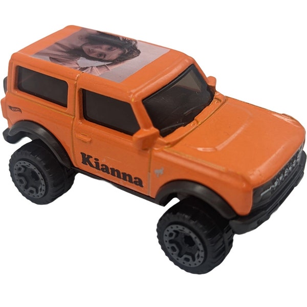 Personalized Custom Hot Wheels Diecast Toy Car 2021 Ford Bronco (with Name and Photo)