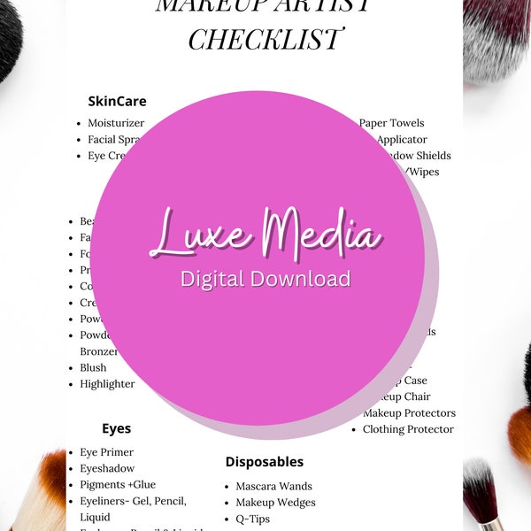 The Ultimate MakeUp Artist Product Checklist - INSTANT DOWNLOAD
