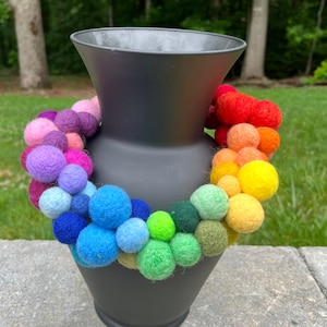 Fabulous statement felted necklace, bright, bold, handmade, rainbow colors, easy to match with any outfit!
