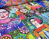 Frida Kahlo Fabric Pattern Fabric, Digital Printed, Upholstery Fabric by the Yard, Water Repellent Fabric, Indoor Outdoor Fabric, Boho Decor