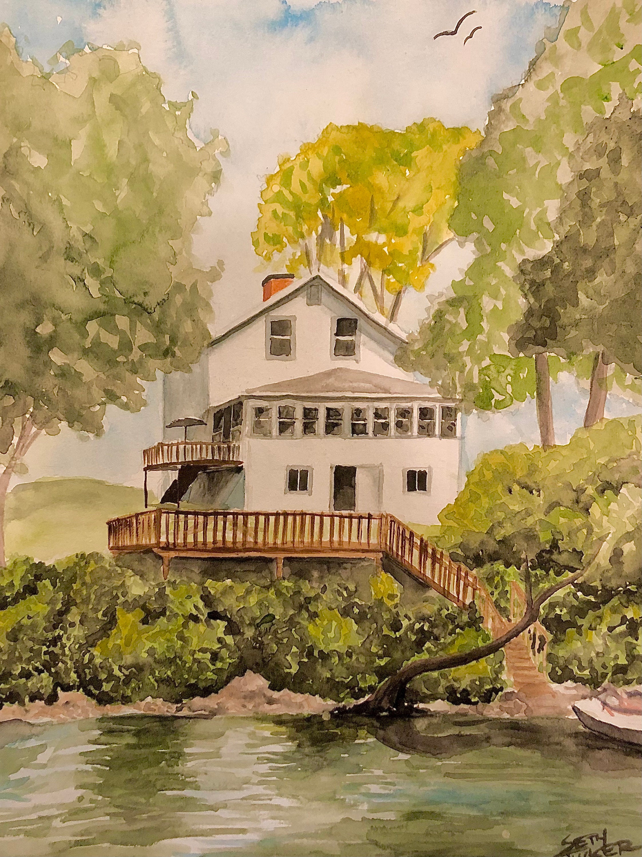 Custom House Portrait Hand Painted Watercolor Custom Art Etsy