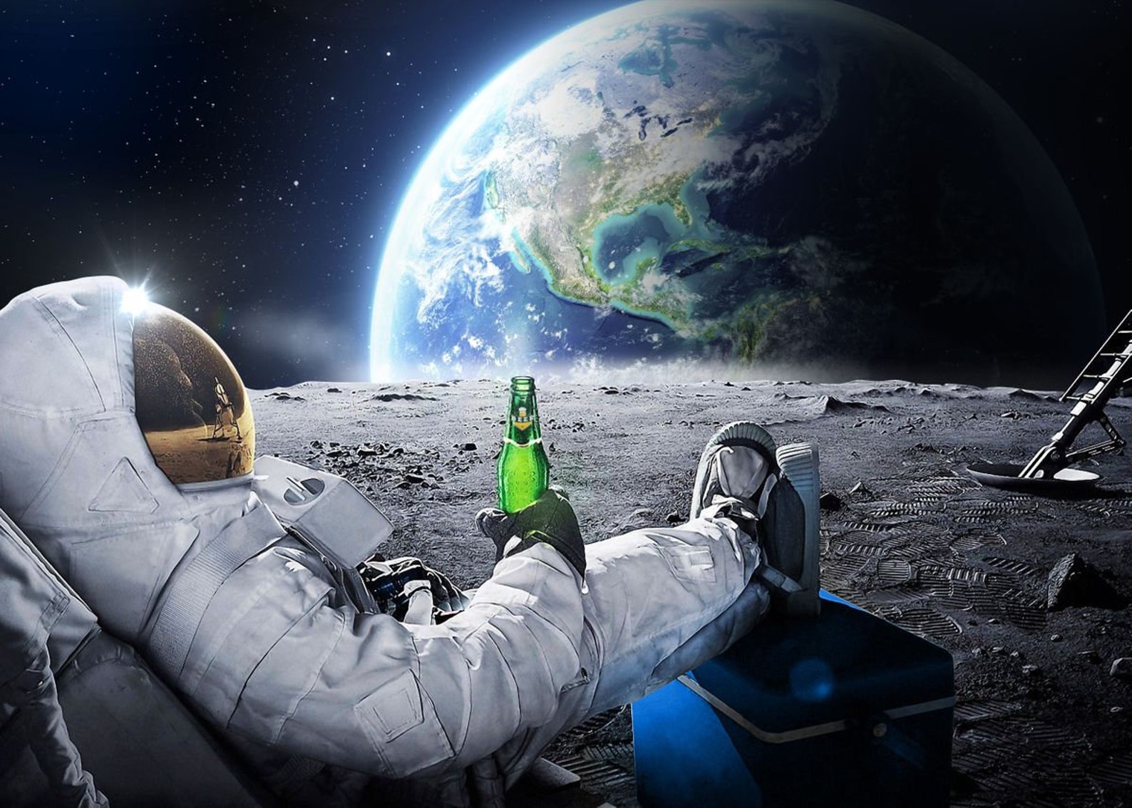 Funny astronaut with beer poster | Etsy