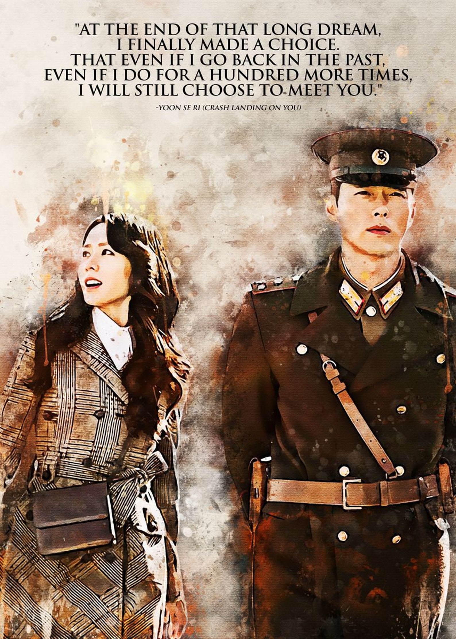 Crash landing on you quote poster love quote Etsy