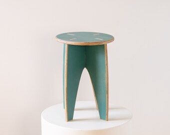 SIMPLE STOOL 18"H | Painted - Tropical Jade | Plant Stand • End Table • Nightstand