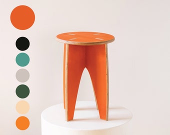 SIMPLE STOOL 18"H | Painted - Persimmon | Wood Stool • Plant Stand • End Table • Living Room Decor & Furniture