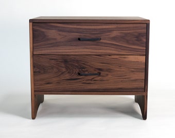 SCOOP Solid Walnut End Table 26"H | 2-Drawer Nightstand • Living Room Table • Entryway Table • Office Furniture