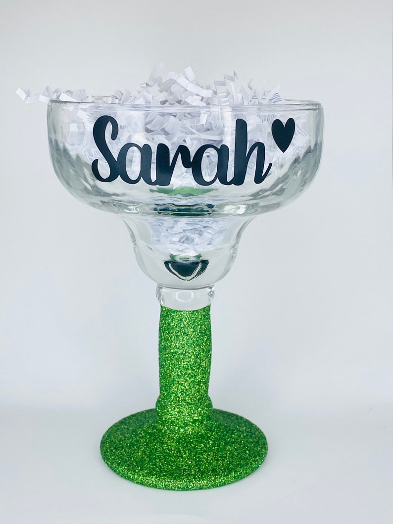 Personalized Margarita Glass/ Custom Glitter Margarita Etsy