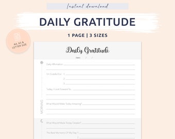 Daily Gratitude Journal, Morning and Night Routine, Gratitude Journal, Printable Gratitude, Manifesting, A4, A5 & Letter size